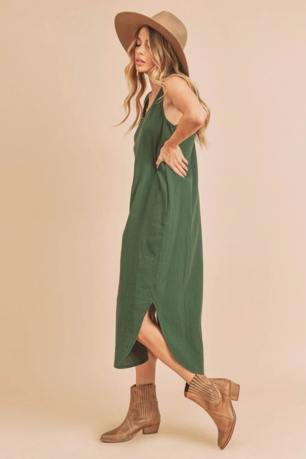Aemi + Co round Neck Midi Tank Dress with Pockets