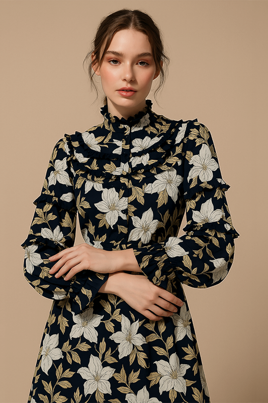Midnight Blossom Mini Dress